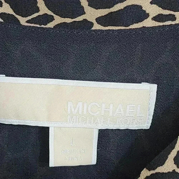 MICHAEL Michael Kors Leopard Keyhole Tied Neck Fit & Flare Mini Chiffon Dress L - Picture 4 of 9